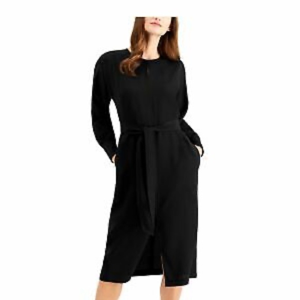 NWT Alfani Scoop Neck Long Sleeve Dress w/ Belt